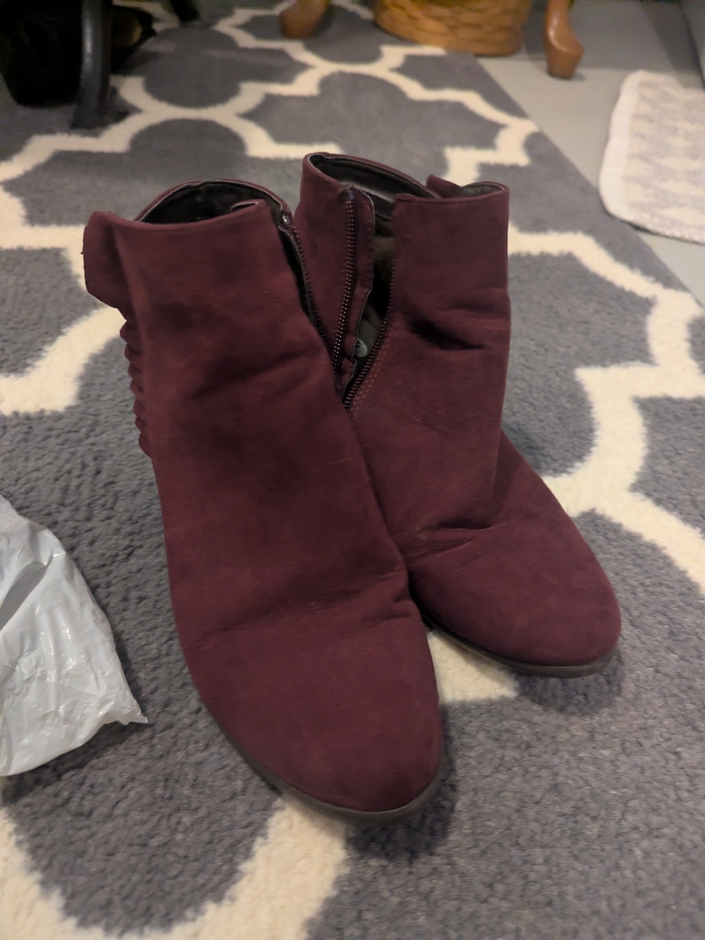 Charming Charlie Burgundy Suede-Look Ankle Booties